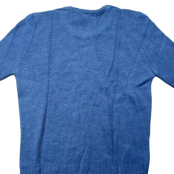 Vintage 1940s-1950s Navy Blue Long Sleeve Knit Crewneck Sweater Sz Medium - Picture 5 of 7